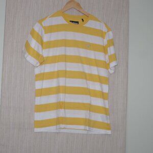 Barbour Rokeby Striped Yellow White  Cotton Short Sleeve T-shirt Men size:L